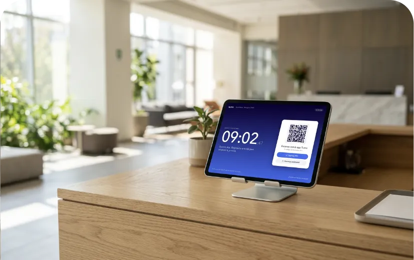 Una tablet en la entrada, sin usar el celular personal